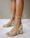 ALOHAS - Suede Lace Sandals | Beige