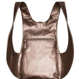 Discreet back pocket on vegan backpack by Arsayo for keeping valuables saf. 
