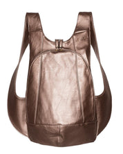 ARSAYO vegan leather backpack in bronze metallic finish, front view.