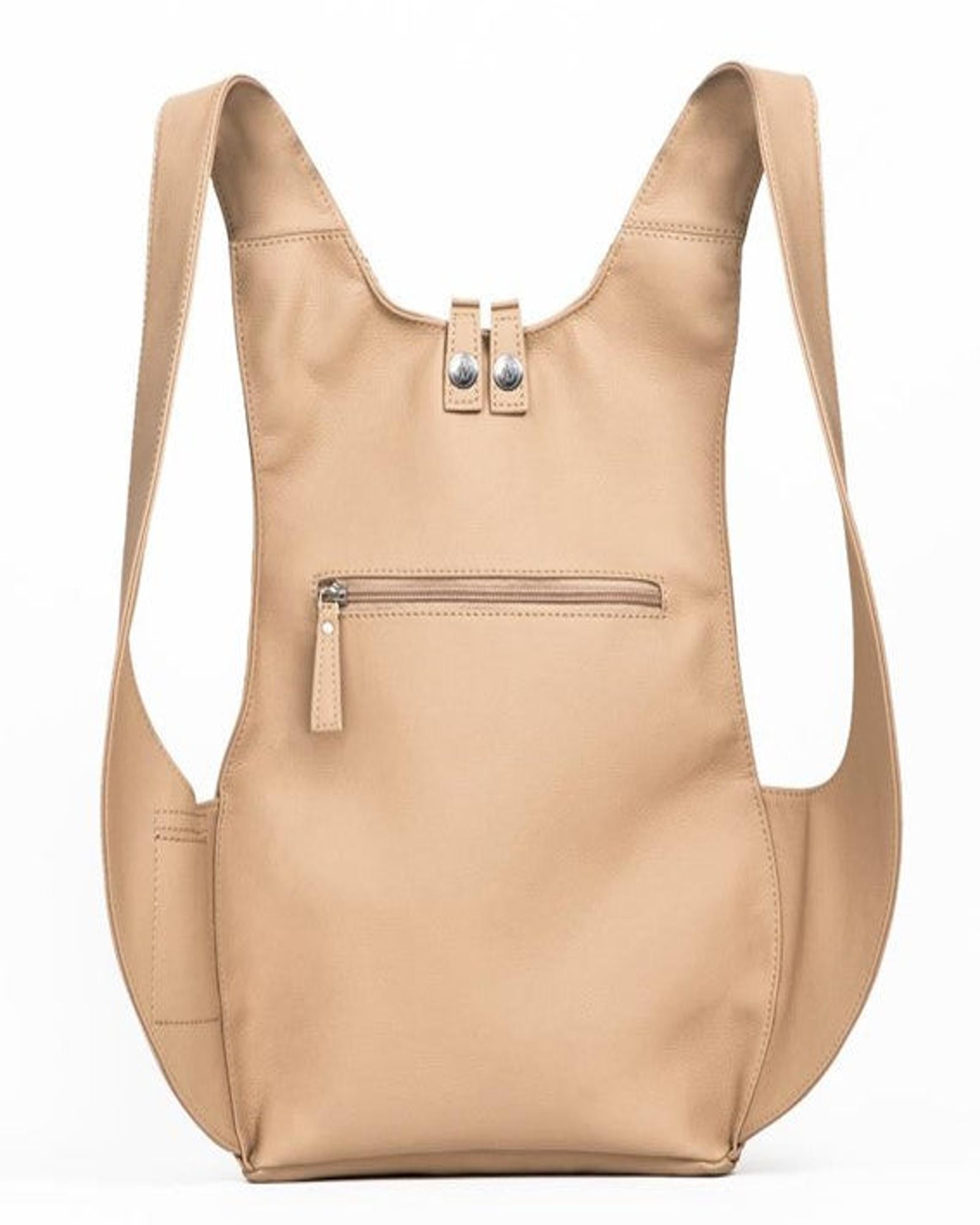 ARSAYO Mela backpack in beige AppleSkin with patented secure closure, another view