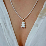 CRYSTAL HAZE - Classic Nostalgia Bear Pendant | White