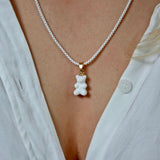 CRYSTAL HAZE - Classic Nostalgia Bear Pendant | White