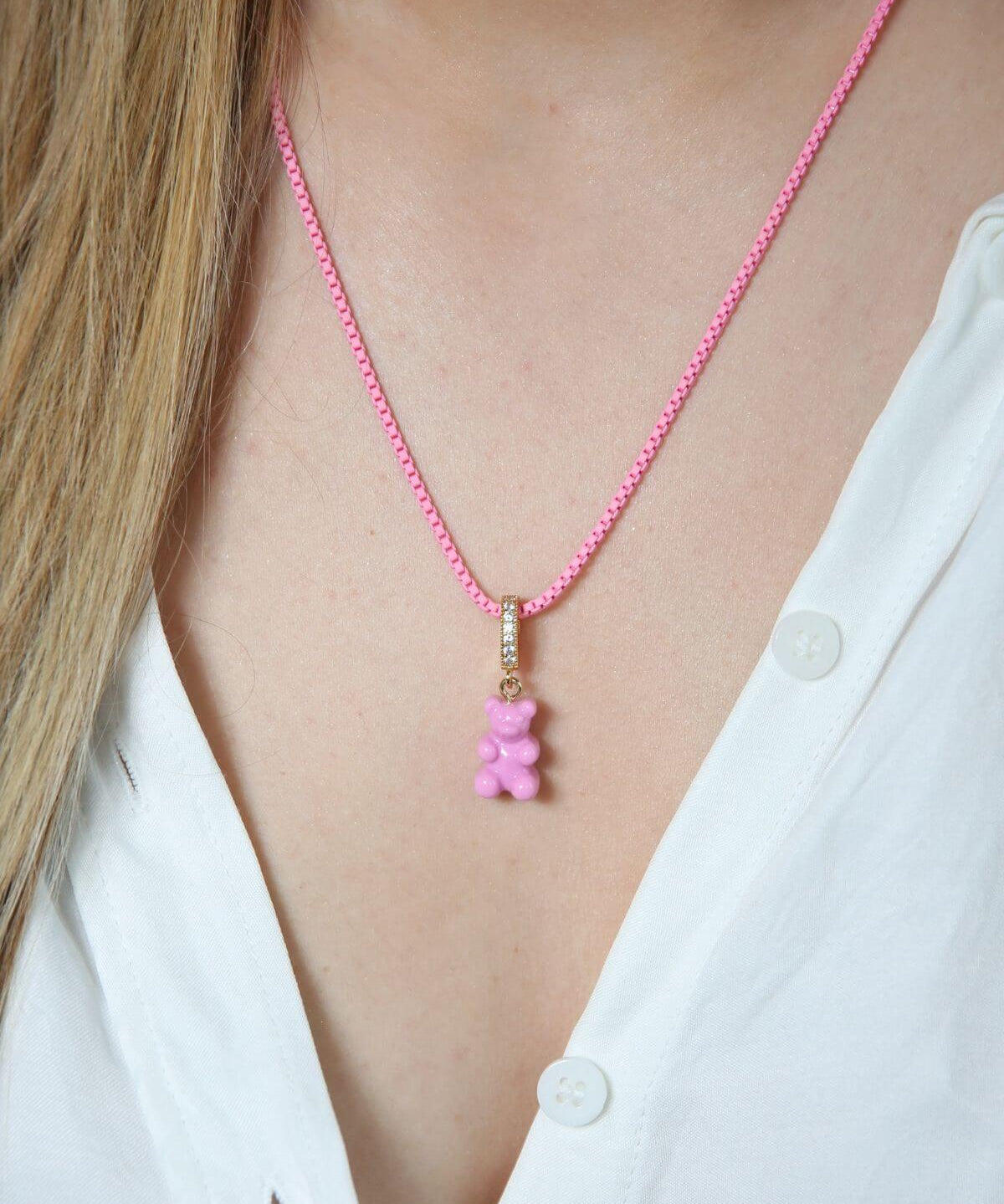CRYSTAL HAZE - Pave Nostalgia Bear Pendant | Candy Pink