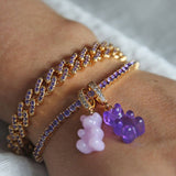 CRYSTAL HAZE - Pave Nostalgia Bear Pendant | Purple