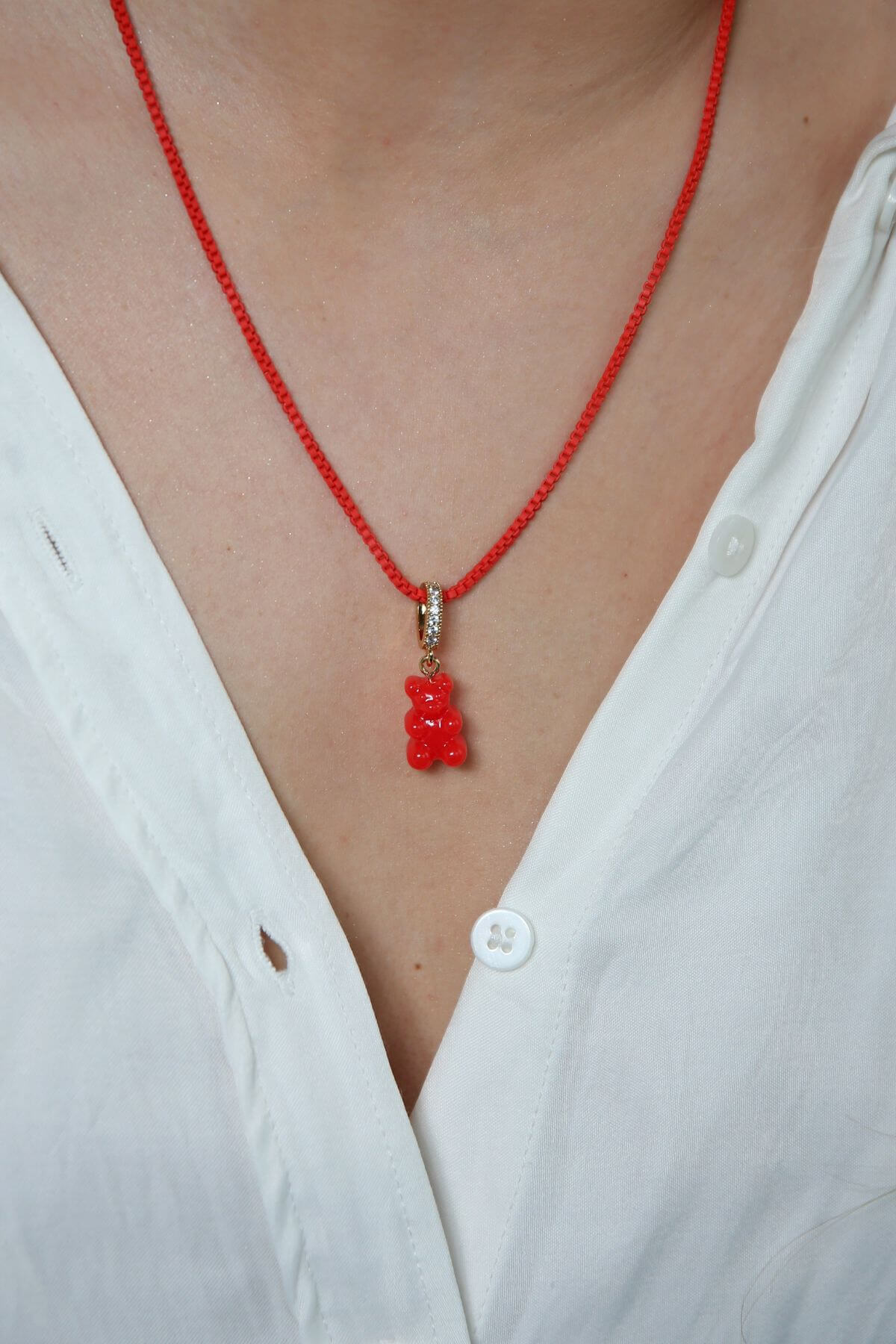 CRYSTAL HAZE - Pave Nostalgia Bear Pendant | Red