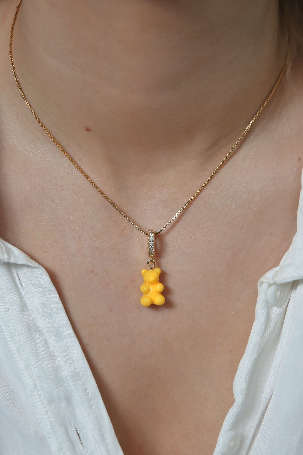 CRYSTAL HAZE - Pave Nostalgia Bear Pendant | Yellow