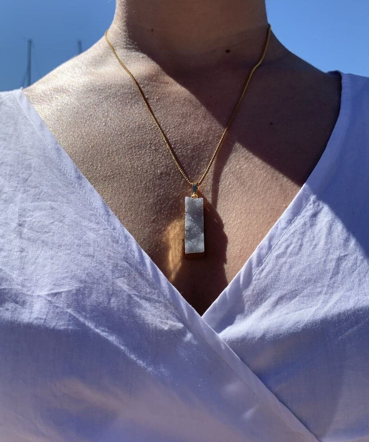 CRYSTAL HAZE - Raw Cut Agate Pendant