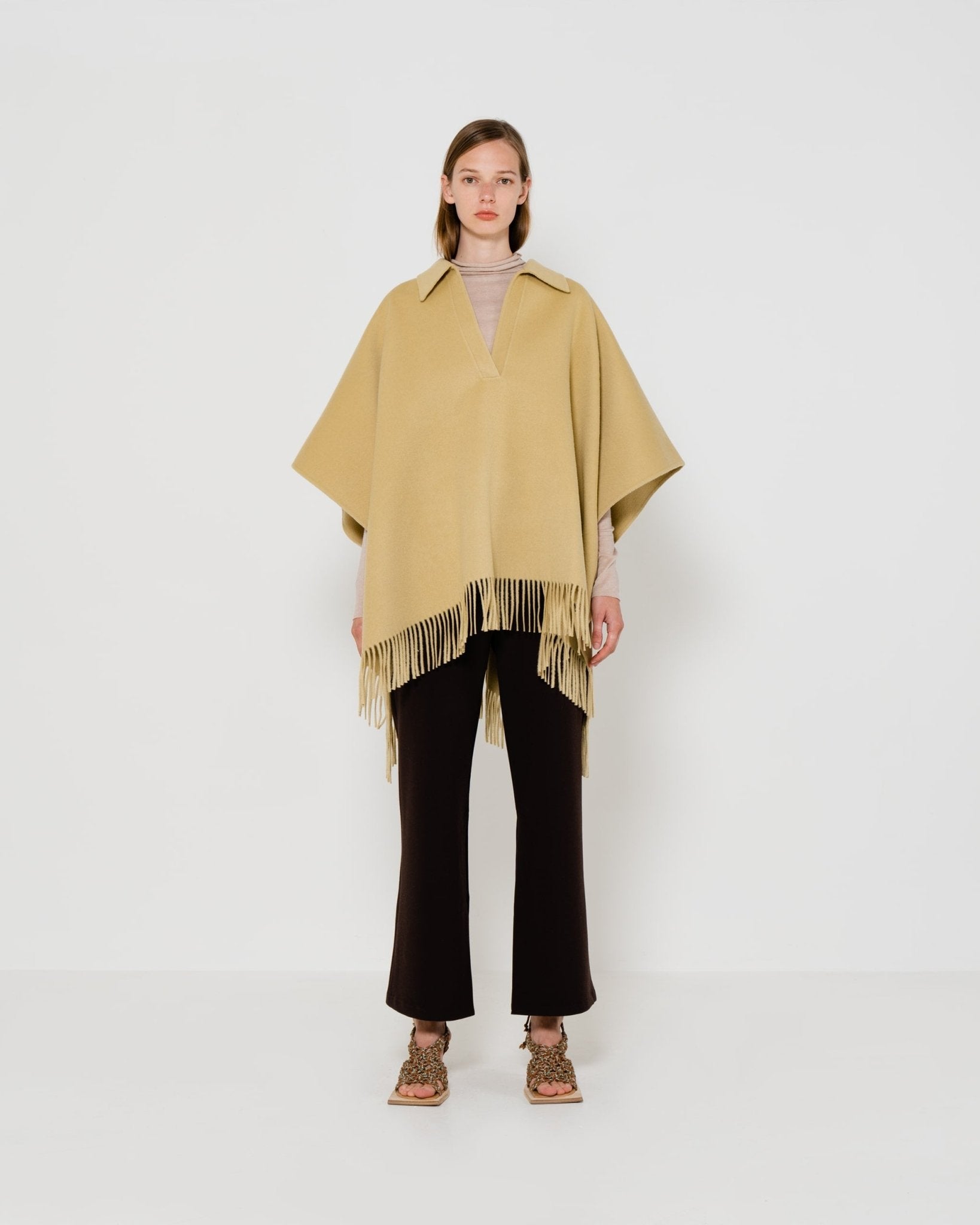 EMIN + PAUL - Fringe Wool Poncho | Camel