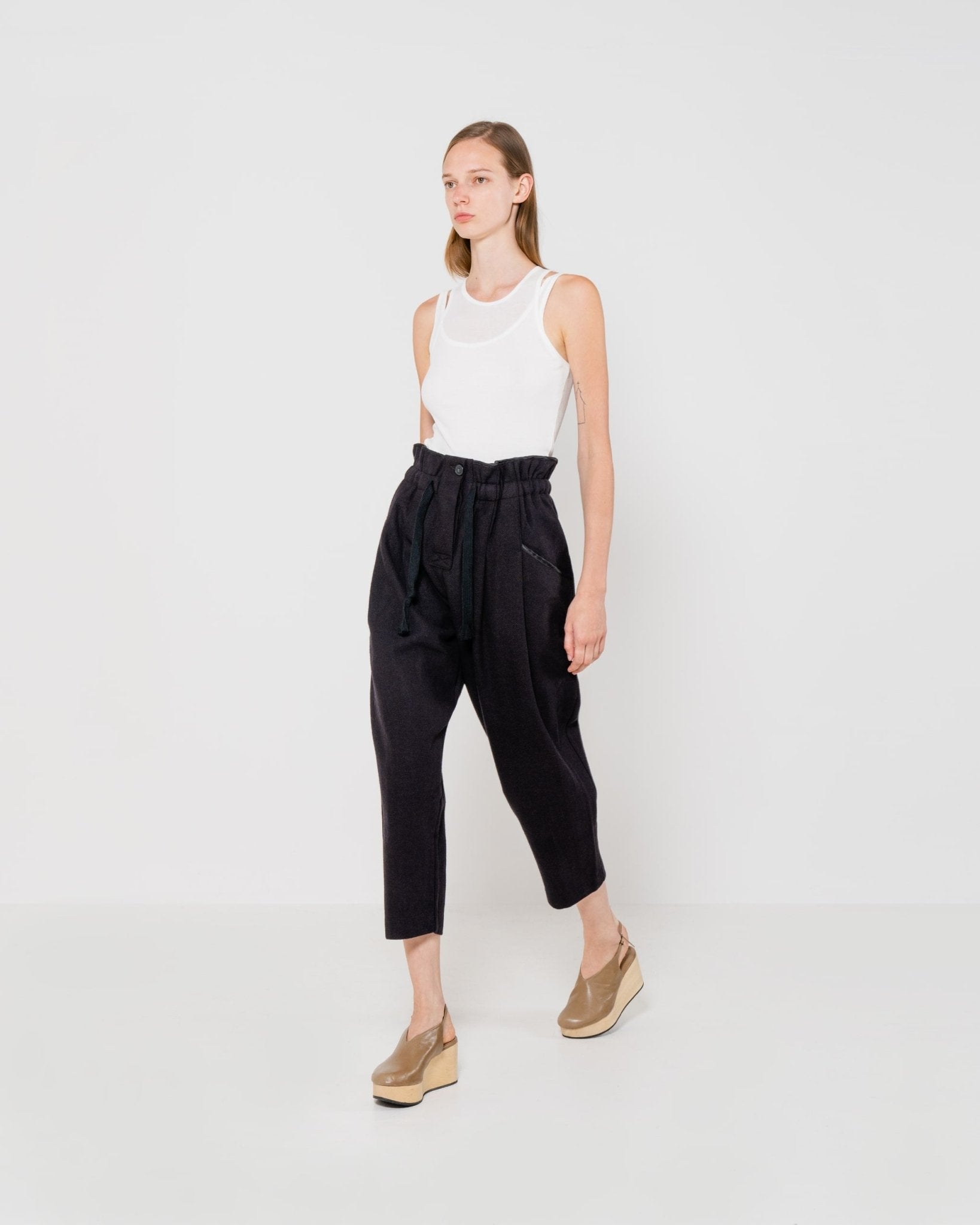 EMIN + PAUL - Wool Paperbag Trousers | Black