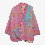 Vibrant, pink and light blue, one-of-a-kind Hedvig Kantha Suzani Jacket by Danish brand Sissel Edelbo