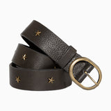 FIVE JEANS - Black Star Studded Leather Belt | Black