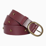 FIVE JEANS - Star Studded Leather Belt | Burgundy
