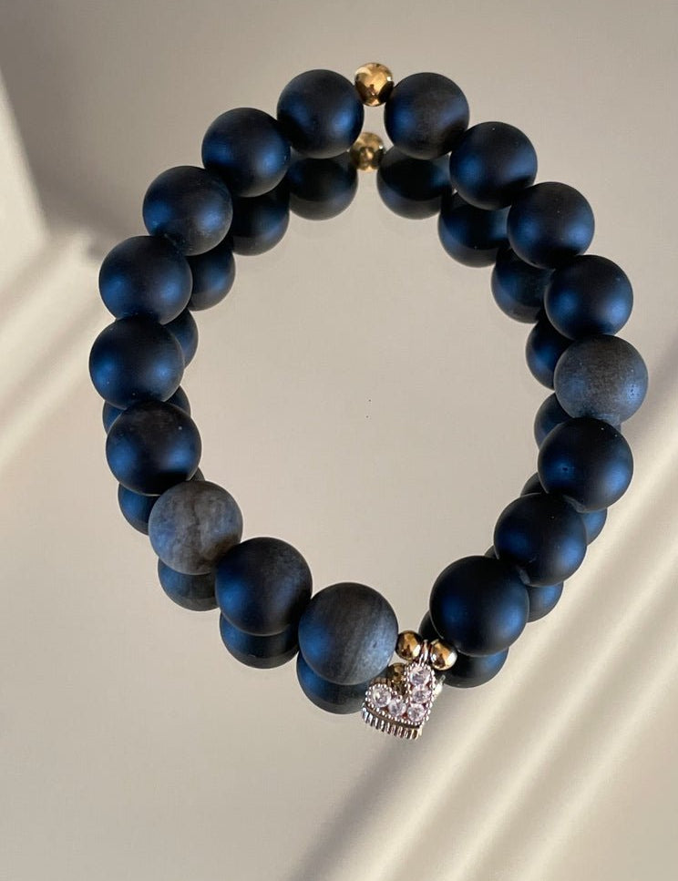 KARMA BY HANNA - Tiny heart Obsidian Bracelet