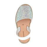 MINORQUINES - Avarca Sandals | Light Blue Glitter