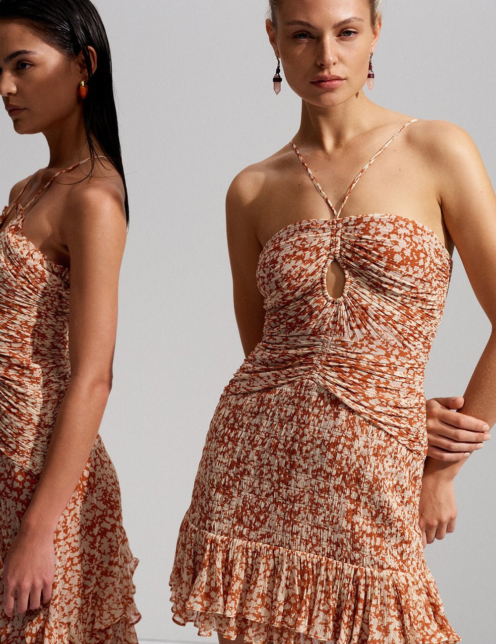 SHONA JOY - HALA Keyhole Mini Dress | Burnt Orange