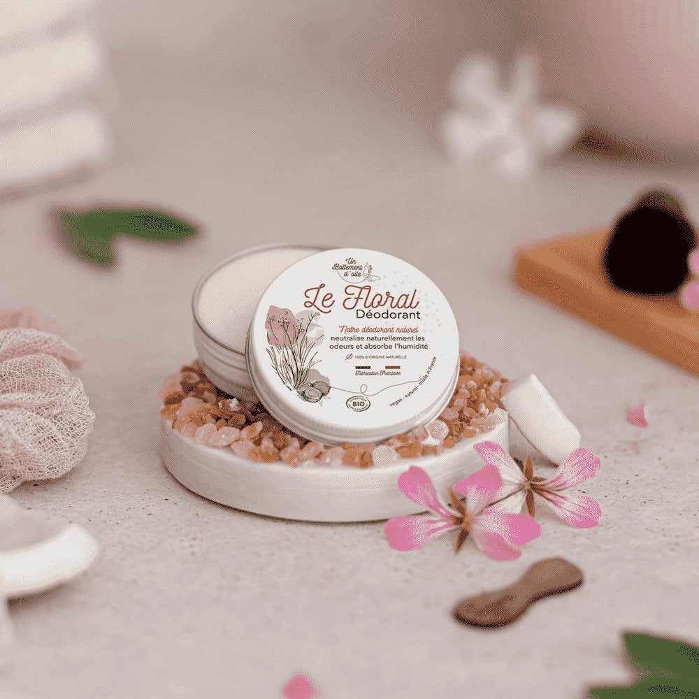 Un Battement d'Aile Floral Solid Deodorant – Certified Organic, 100% Natural & Vegan, in eco-friendly packaging