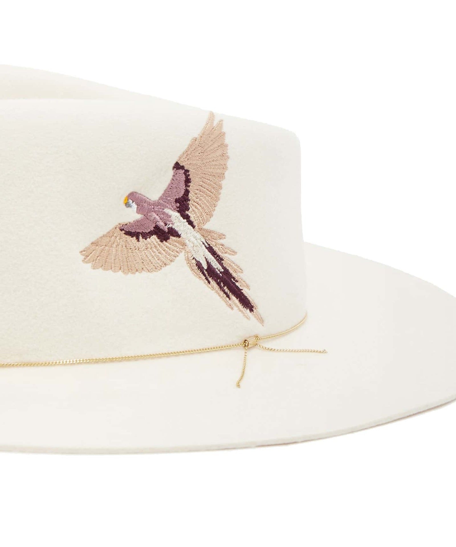 VAN PALMA - DAKOTA Embroidered Gold Trim Fedora | Off White