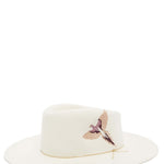 VAN PALMA - DAKOTA Embroidered Gold Trim Fedora | Off White