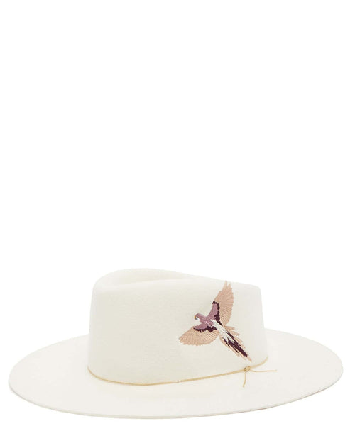 DAKOTA Embroidered Gold Trim Fedora | Off White