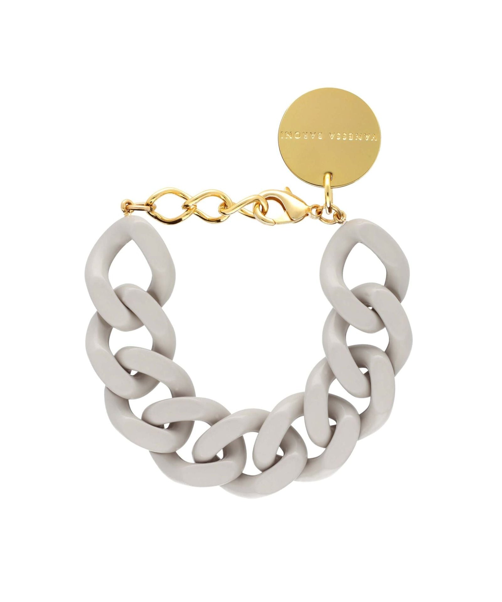 Vanessa Baroni Flat Chain Bracelet in Glossy Grey – bold and lightweight statement jewelry