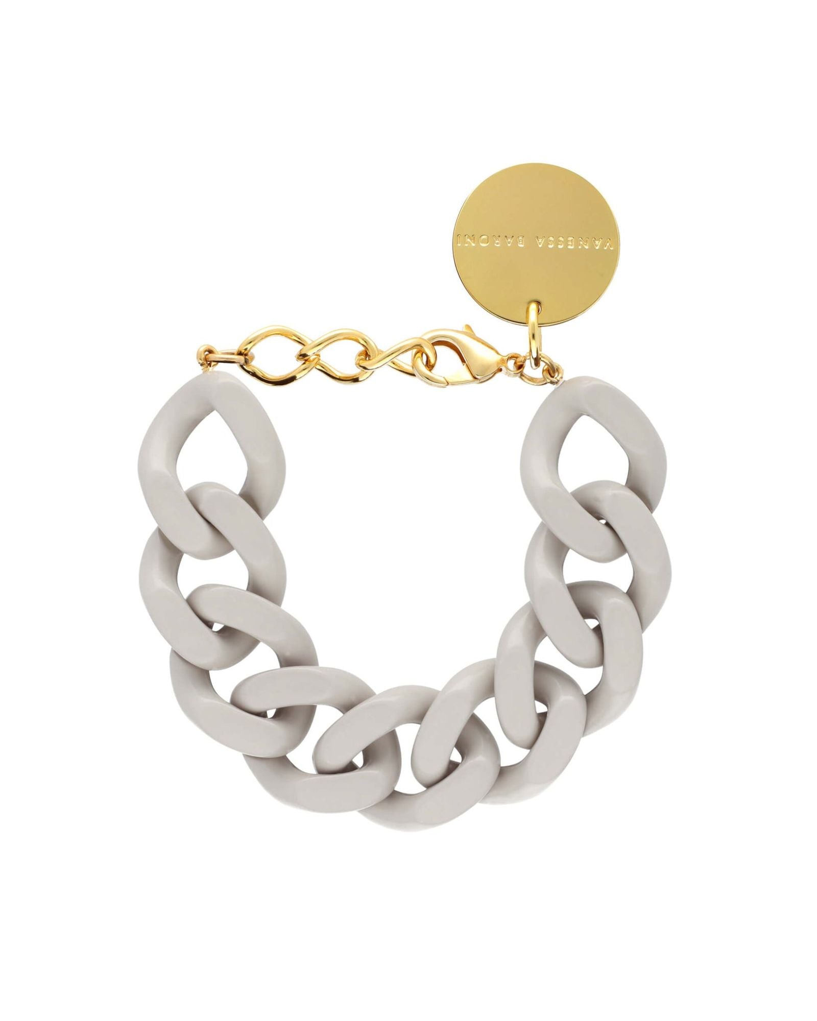 Vanessa Baroni Flat Chain Bracelet in Glossy Grey – bold and lightweight statement jewelry