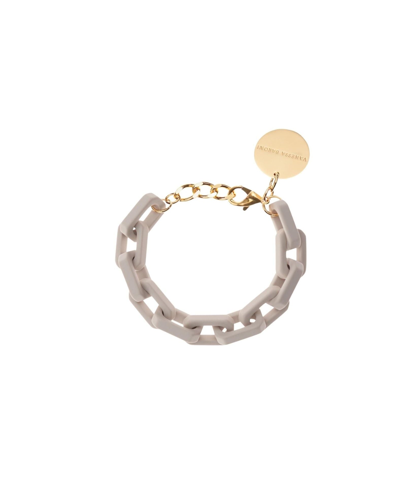 Vanessa Baroni Tank Bracelet in Matt Grey Finish - Timeless Acetate Design with Gold Clasp 